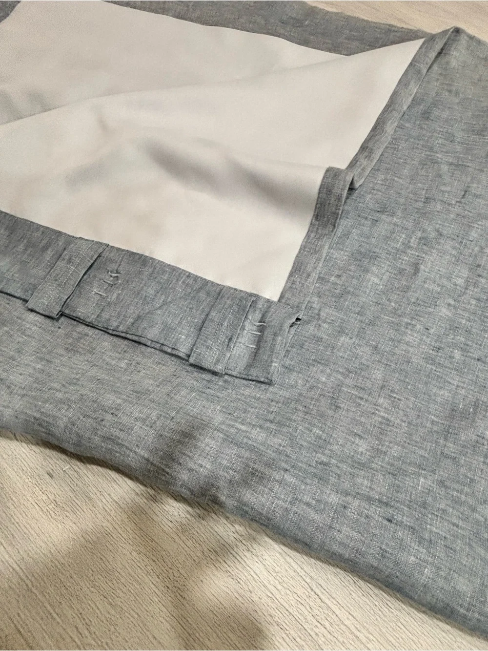 POTTERY BARN Chambray Blue ONE Belgian Linen EMERSON Blackout Curtain 50” X 96”.